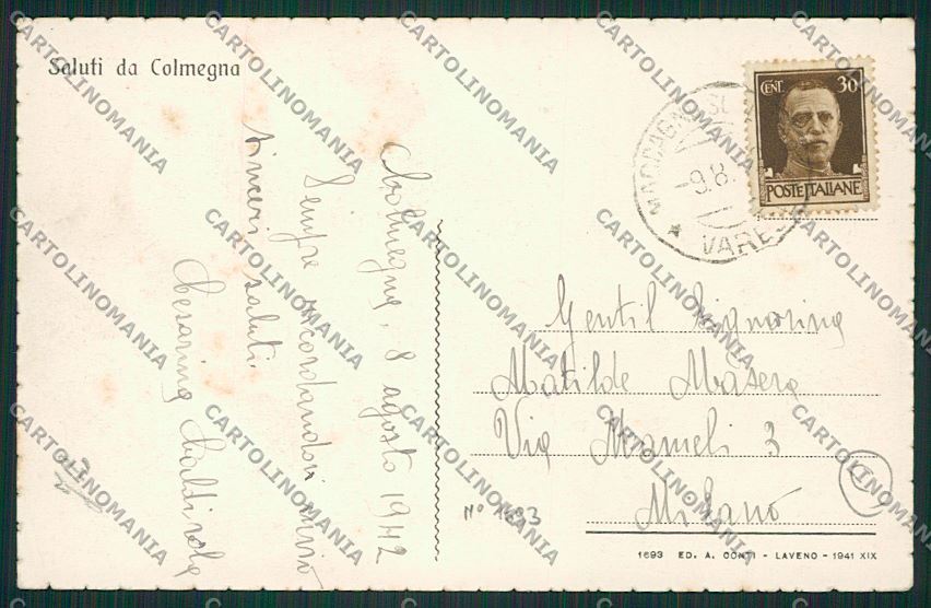 Varese Luino Colmegna cartolina QK1876 – retro