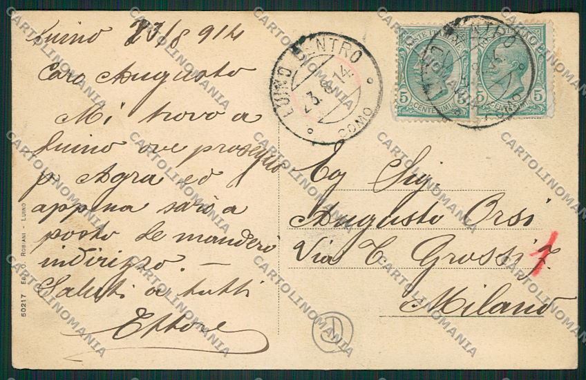 Varese Luino cartolina QK1906 – retro
