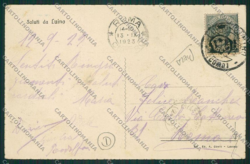 Varese Luino Garibaldi PIEGA cartolina QK1908 – retro