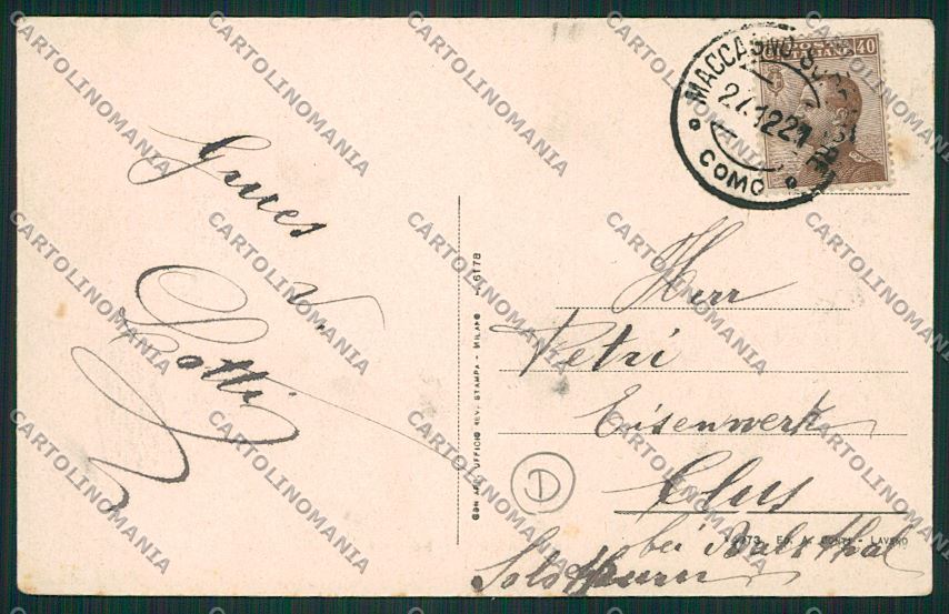 Varese Luino cartolina QK1909 – retro