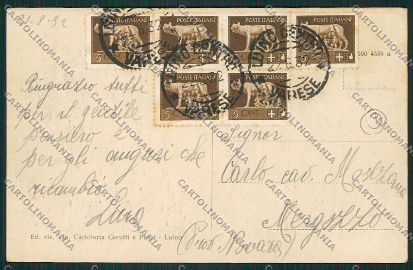 Varese Luino cartolina QK1923 – retro