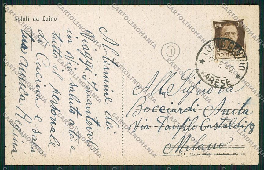 Varese Luino Battello cartolina QK1929 – retro