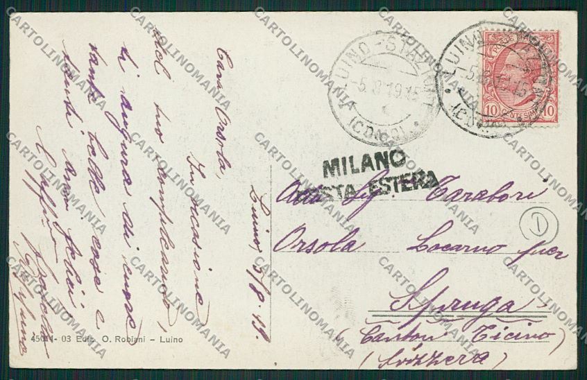 Varese Luino cartolina QK1932 – retro