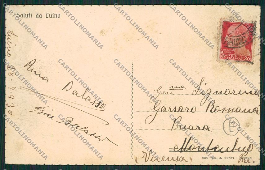 Varese Luino cartolina QK2002 – retro