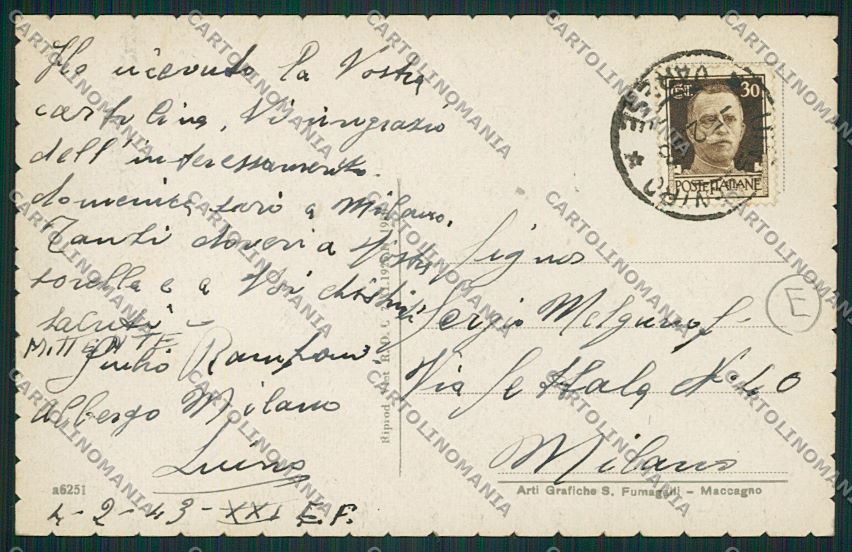 Varese Luino Battello cartolina QK2024 – retro