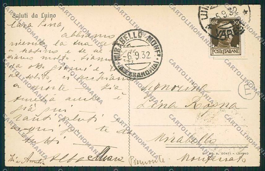 Varese Luino cartolina QK2075 – retro