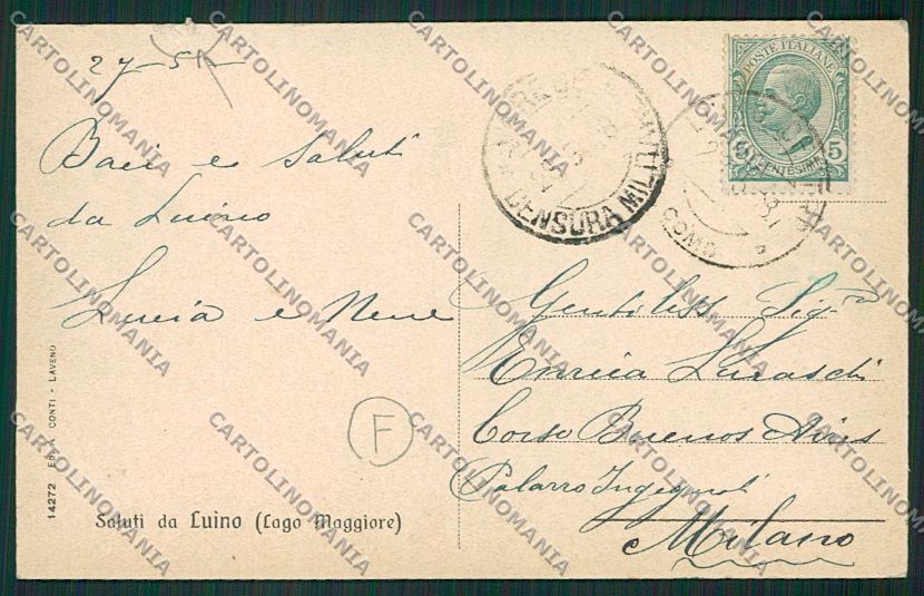 Varese Luino cartolina QK2103 – retro