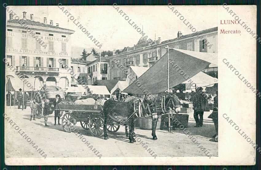 Varese Luino Mercato PIEGHINA cartolina QK2216 – fronte