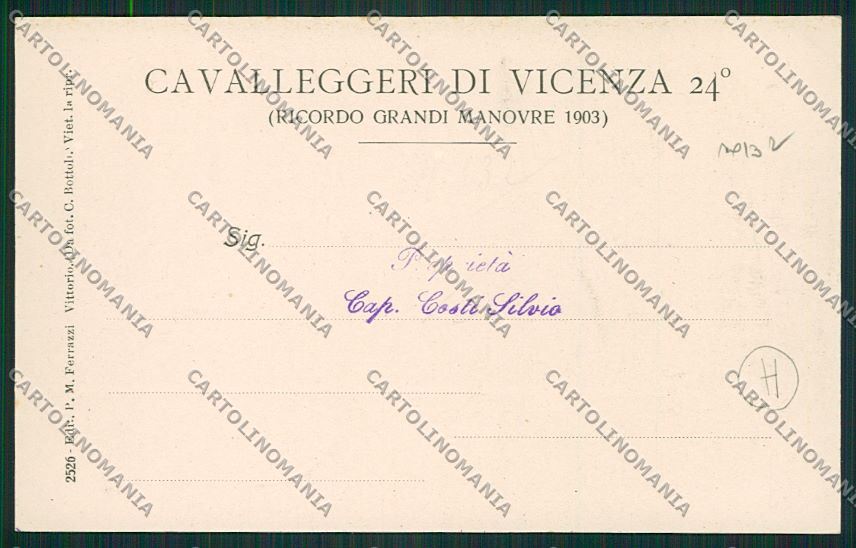 Treviso Vittorio Veneto Vicenza Militari Cavalleggeri cartolina QK2599 – retro