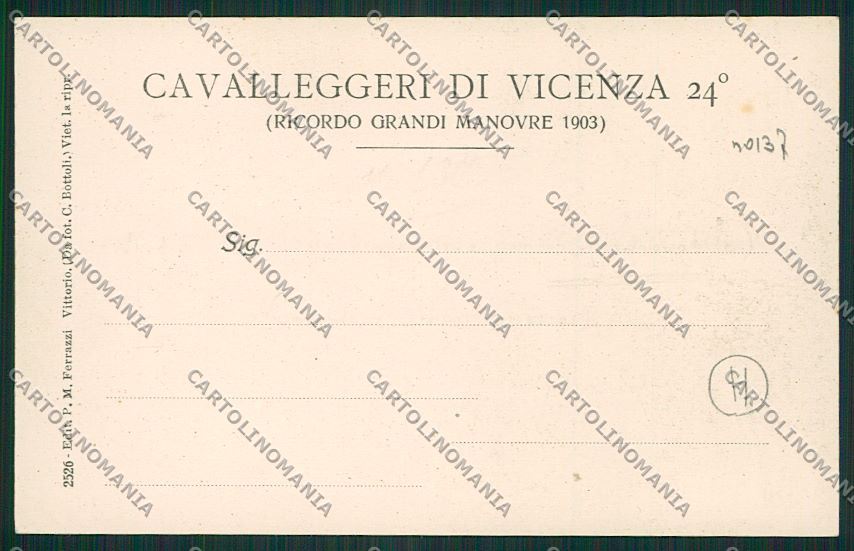 Treviso Vittorio Veneto Vicenza Militari Cavalleggeri cartolina QK2600 – retro