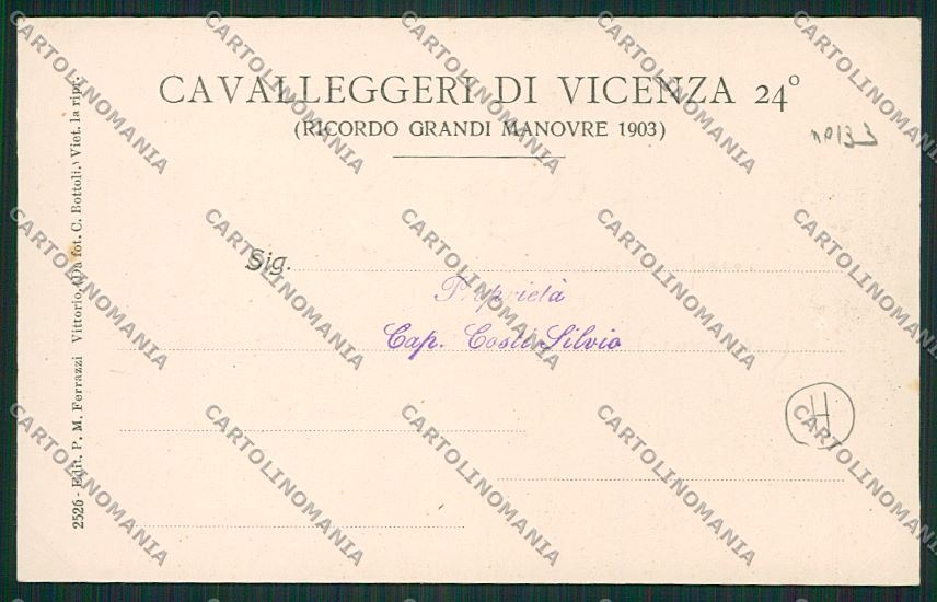 Treviso Vittorio Veneto Vicenza Militari Cavalleggeri cartolina QK2601 – retro