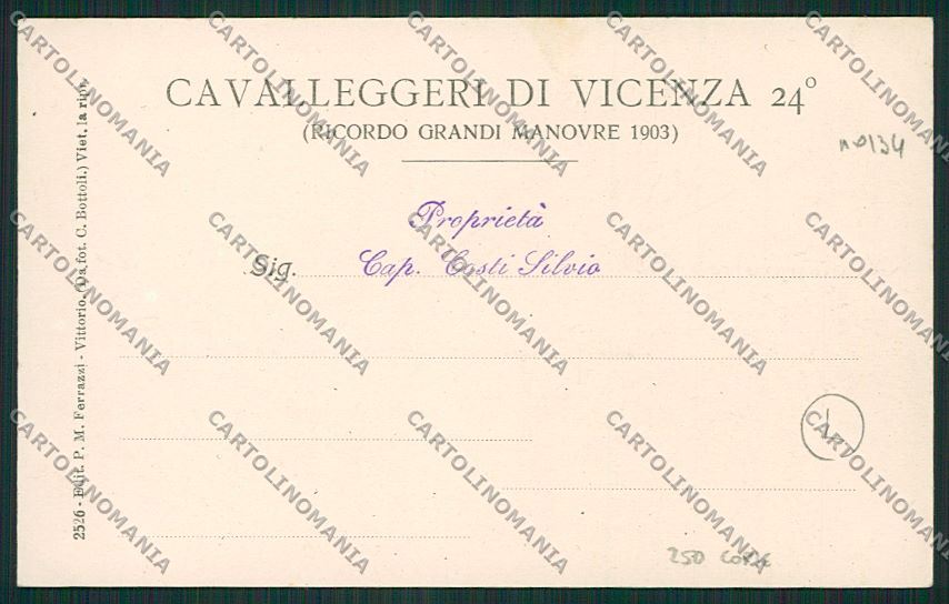 Treviso Vittorio Veneto Vicenza Militari Cavalleggeri cartolina QK2604 – retro