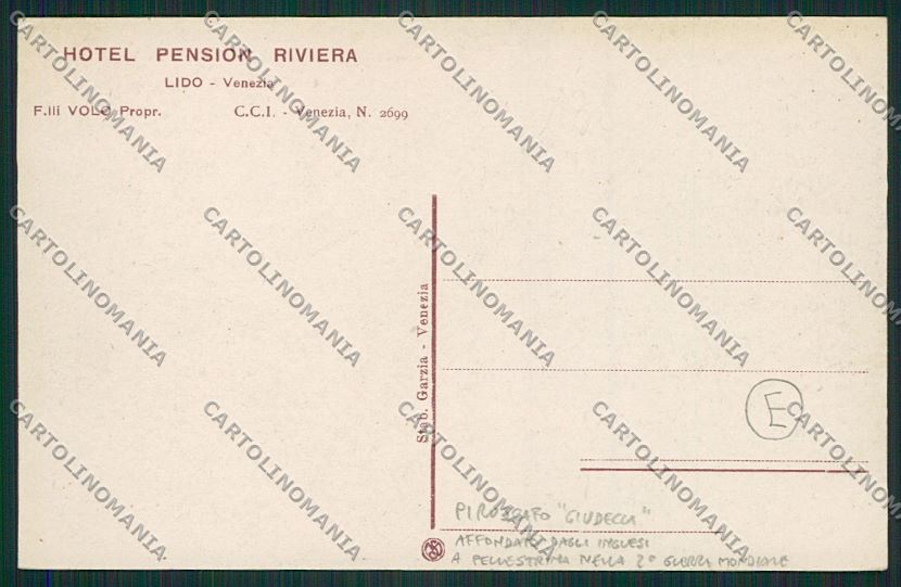 Venezia Lido Piroscafo Giudecca cartolina QK2786 – retro