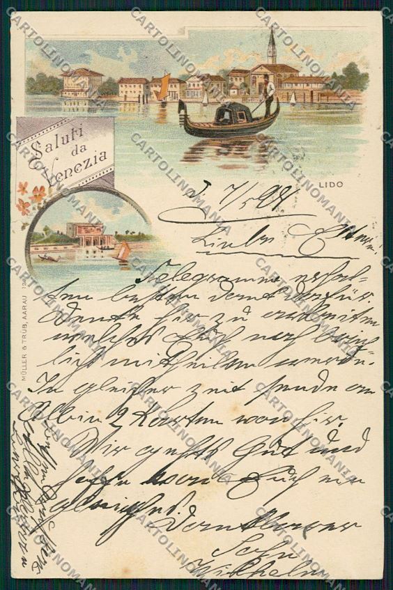 Venezia Lido Gruss cartolina QK2826 – fronte