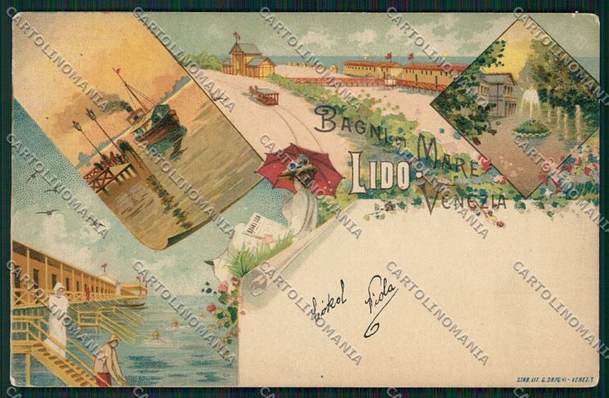 Venezia Lido Gruss cartolina QK2829 – fronte