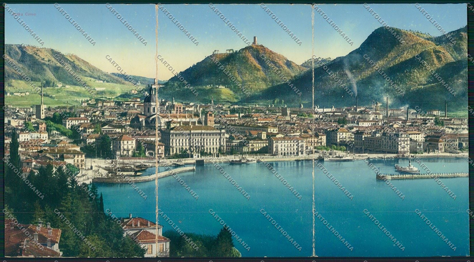 Como Città Tripla Panoramica cartolina QK3139 – fronte