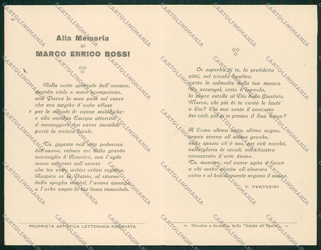 Como Città Doppia Marco Enrico Bossi cartolina QK3240 – retro