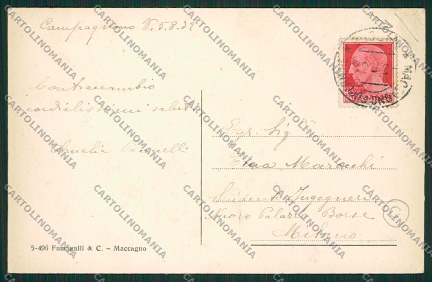 Varese Maccagno Lago d'Elio PIEGA cartolina QK3489 – retro
