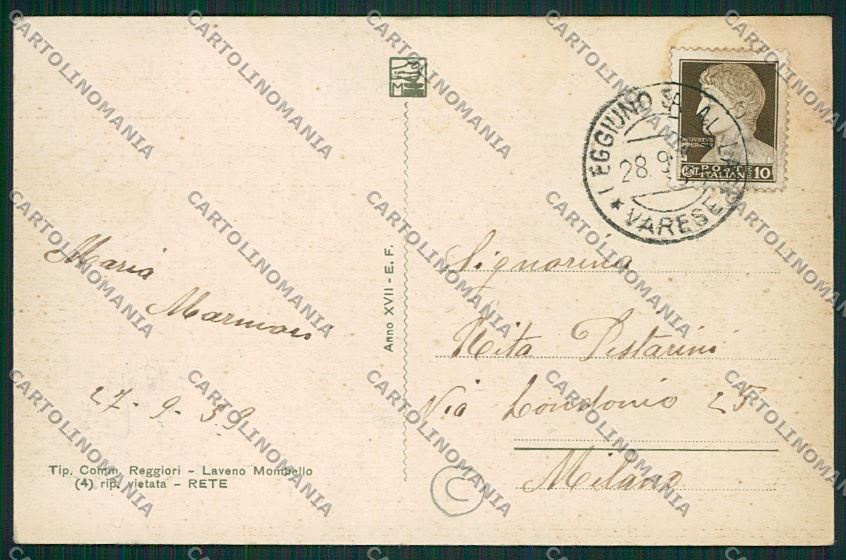 Varese Sangiano cartolina QK3516 – retro