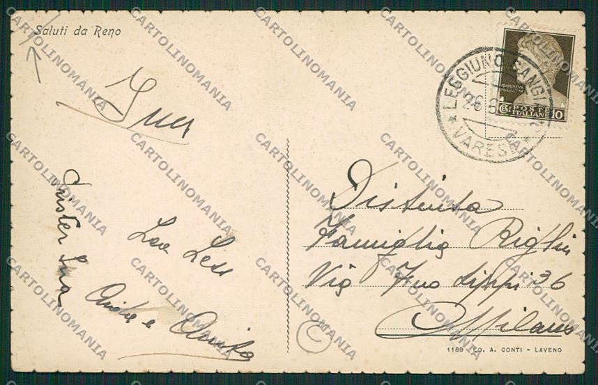 Varese Leggiuno Reno PIEGA cartolina QK3519 – retro