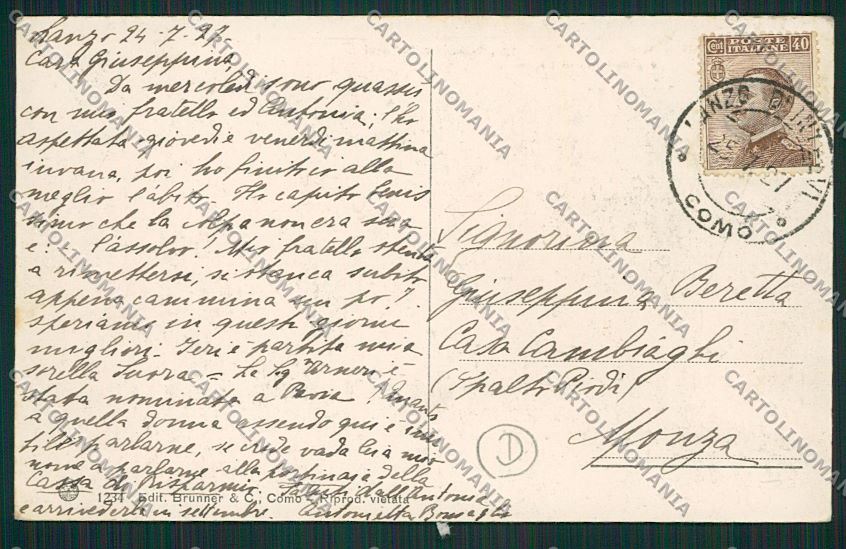 Como Lanzo d'Intelvi Funicolare PIEGHINA cartolina QK3573 – retro
