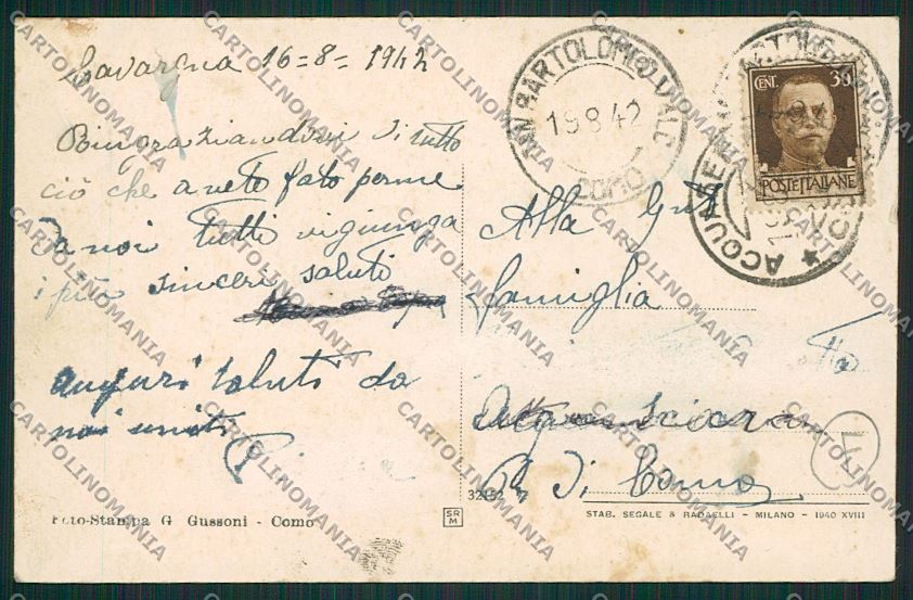 Como Cavargna Saluti da ABRASA cartolina QK3679 – retro