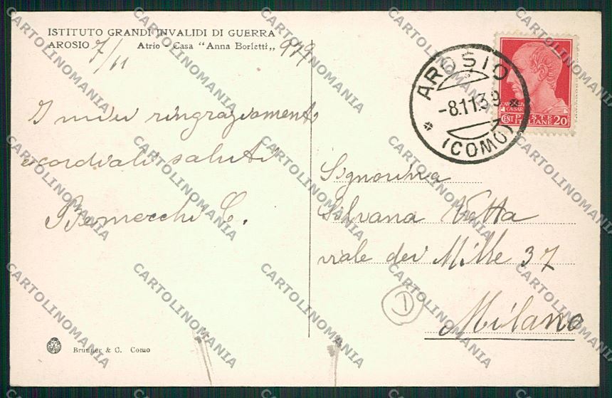 Como Arosio cartolina QK3709 – retro