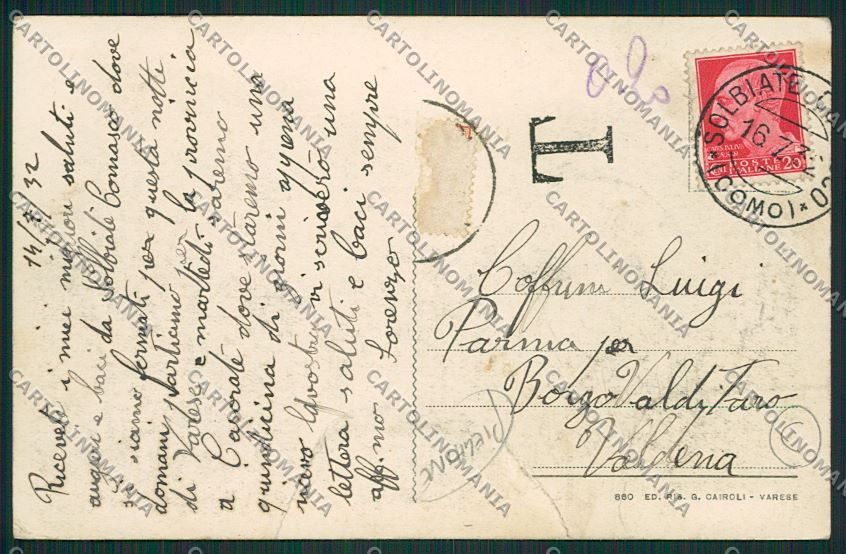 Como Solbiate PIEGHINE cartolina QK3860 – retro