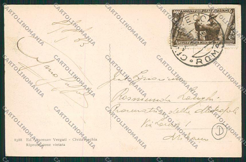 Roma Civitavecchia cartolina QK4019 – retro