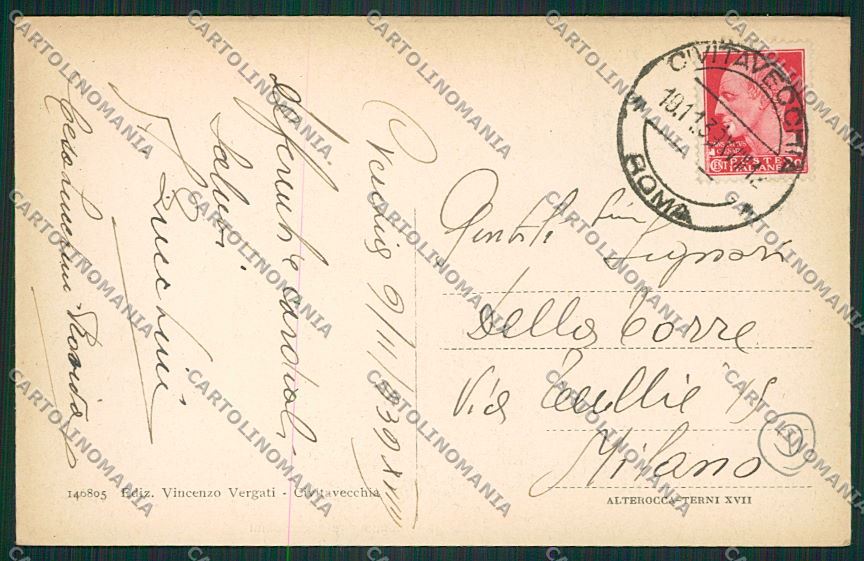 Roma Civitavecchia Garibaldi cartolina QK4021 – retro