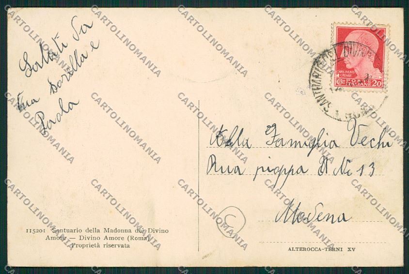 Roma Castel di Leva Santuario Madonna Divino Amore Saluti da cartolina QK4083 – retro