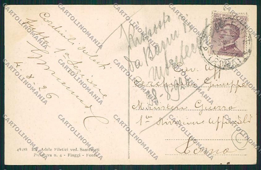 Frosinone Fiuggi Asino cartolina QK4126 – retro