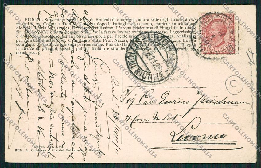 Frosinone Fiuggi cartolina QK4140 – retro