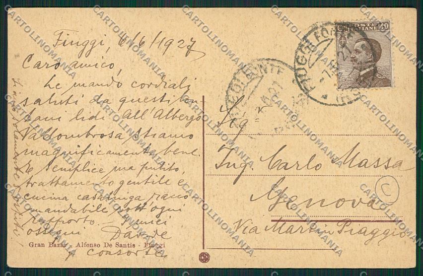 Frosinone Fiuggi Asino cartolina QK4141 – retro