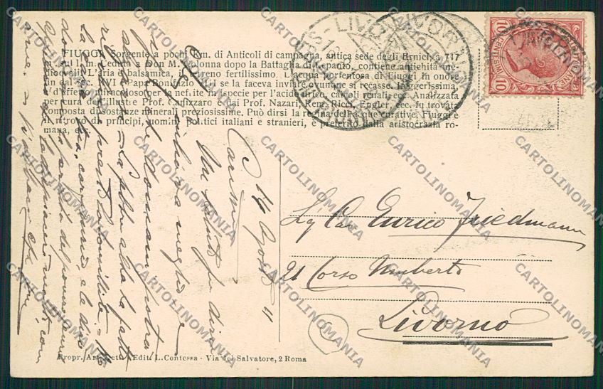 Frosinone Fiuggi cartolina QK4143 – retro