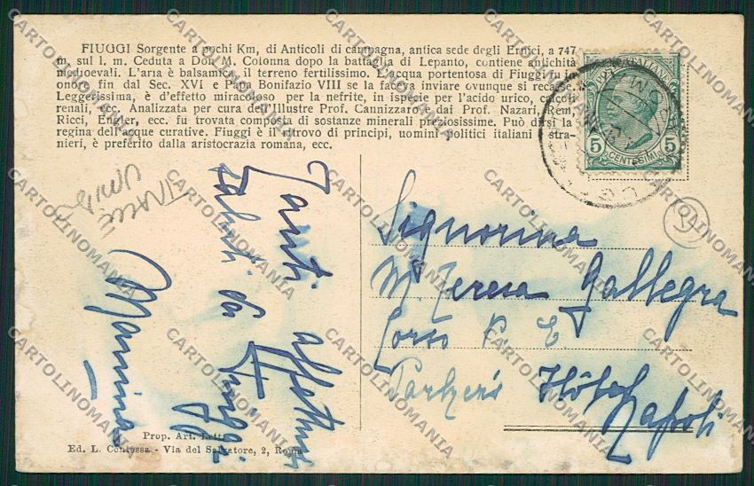Frosinone Fiuggi Gregge TRACCE UMIDO cartolina QK4176 – retro