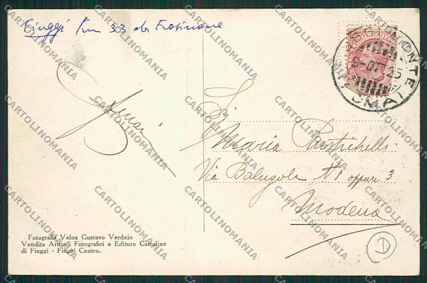 Frosinone Fiuggi cartolina QK4183 – retro