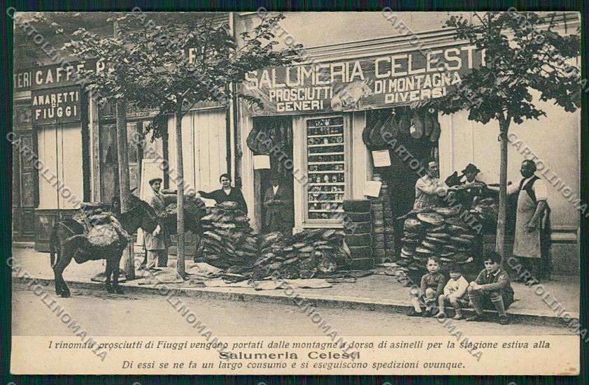 Frosinone Fiuggi Negozio Salumeria Celesti Asino cartolina QK4252 – fronte