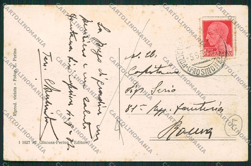 Frosinone Polverificio sul Liri PIEGATA cartolina QK4263 – retro