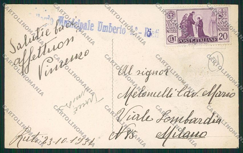Rieti Piediluco TRACCE UMIDO cartolina QK4325 – retro