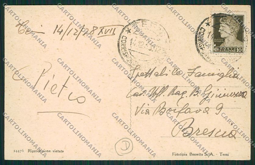 Terni Città cartolina QK4428 – retro