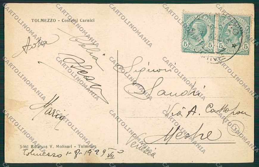 Udine Tolmezzo Costumi cartolina QK4613 – retro