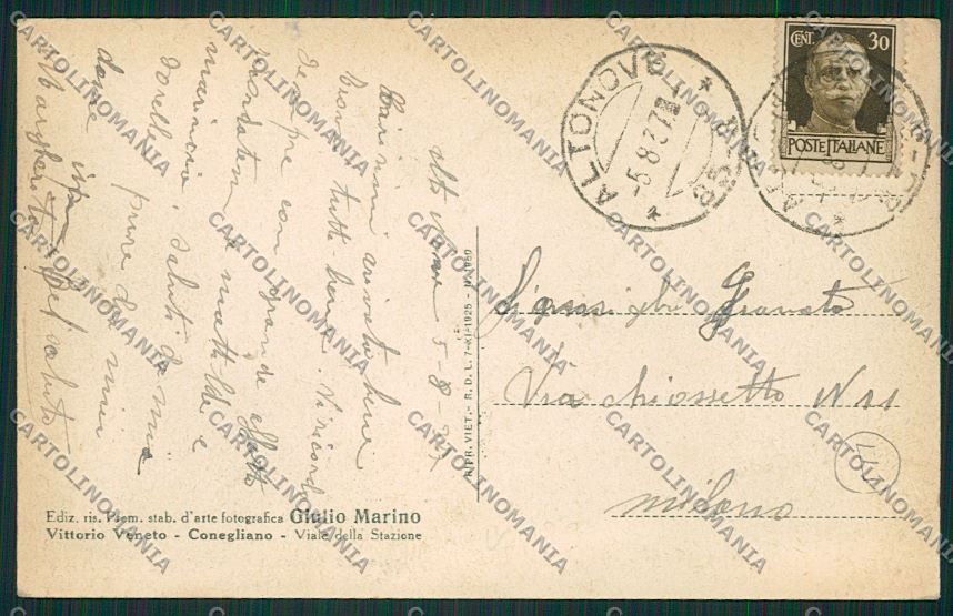 Treviso Vittorio Veneto cartolina QK4631 – retro