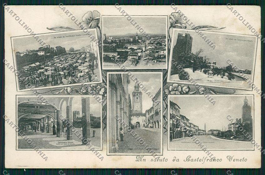 Treviso Castelfranco Veneto Mercato Bestiame Saluti da SCOLLATA cartolina QK4659 – fronte