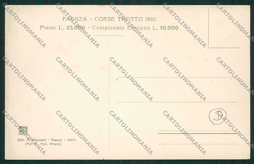 Ravenna Faenza Ippica cartolina QK4670 – retro