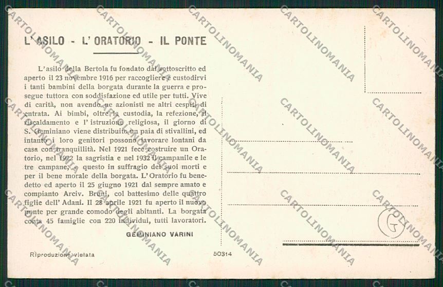 Modena Bertola di Albareto cartolina QK4722 – retro