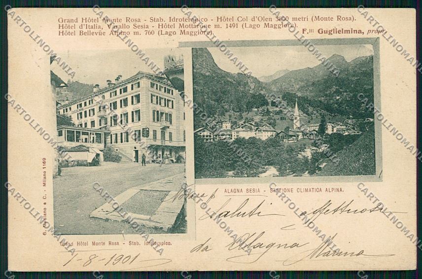 Vercelli Alagna Sesia Monte Rosa cartolina QK4858 – fronte