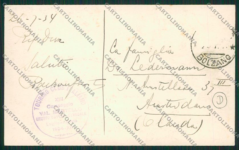 Bolzano Valle Martello Rifugio Dux Campeggio Foto cartolina QK4940 – retro