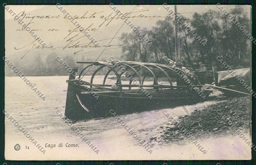 Como Lago Barca PIEGHINA cartolina QK4961 – fronte