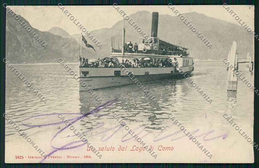 Como Lago Battello ABRASA cartolina QK4974 – fronte